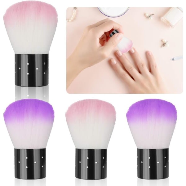 CDQ Nail Art Kort skaft Dust Brush Face Blush Brush 4 delar (lila + rosa) rosa