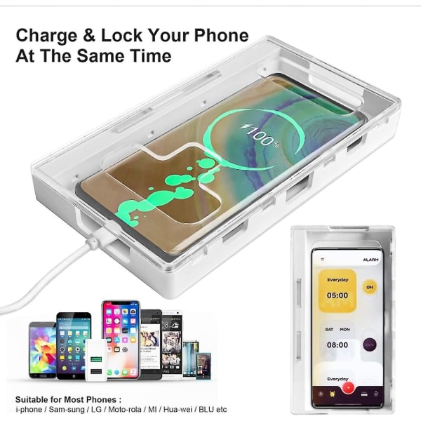 Bærbar mobiltelefon låsboks, selvkontroll lagringsskåp Kompatibel med Iphone, Samsung, Huaw szq