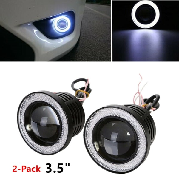 2* 3,5" Angel Eyes LED-dimljus Bil SUV Universal White Drivin 3.5White light 2Pcs