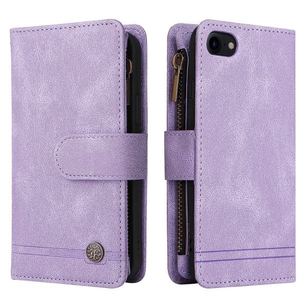 Kotelo Yhteensopiva iPhone Se 2020/2022 Nahkainen Käännettävä Folio Kotelo Luottokorttipidikkeellä Rahatasku Magneettiset Napit Kotelo Tuki Iskunkestävä Violetti A