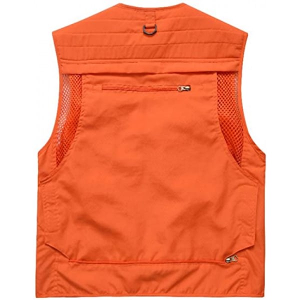 Herr Casual utomhusarbete Safari Fiske Resefoto Cargoväst Jacka Multi fickor（orange） zdq