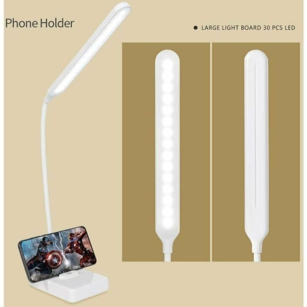 USB Genopladelig 2000mAh Batteridrevet Trådløs LED Bordlampe Touchkontrol 3 Farver 6 Justerbar Lysstyrke Bærbar Skrivebordslampe