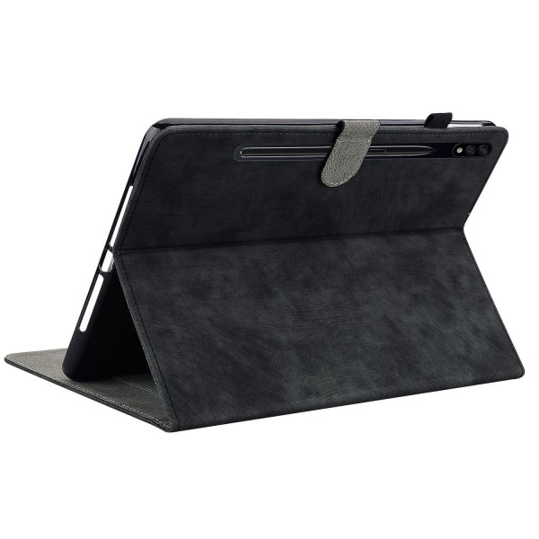 Kestävä kotelo Samsung Galaxy Tab S7 Plus / S8+ -tabletille, söpö tiikeripainatus, Tpu+pu-kansi, jalustalla/korttipaikalla, musta