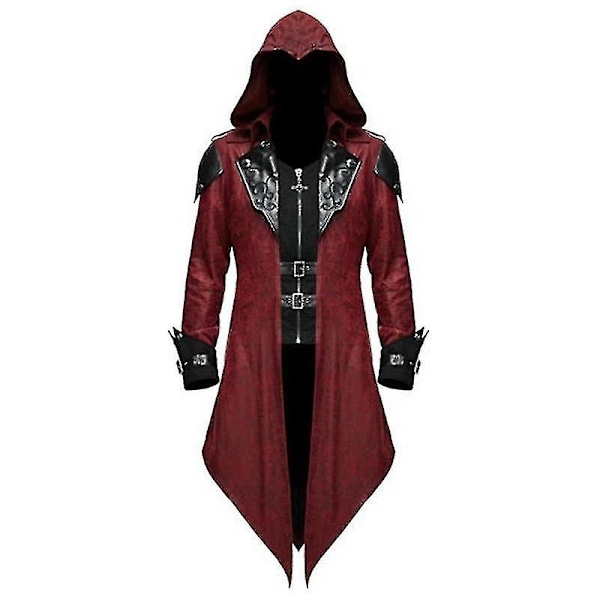 2023 Ny middelalderlig Assassin Game Assassins Creed Cosplay kostume Edward Streetwear hættejakke Yderbeklædning Halloween festtøj Rød  Rød Red 3XL