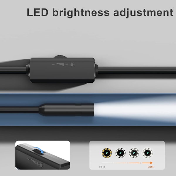 Endoskop för iPhone, ILIHOME inspektionskamera med 5,5 mm objektiv, 5 meter halvstyv kabel, boreskop IP68 vattentät 5m