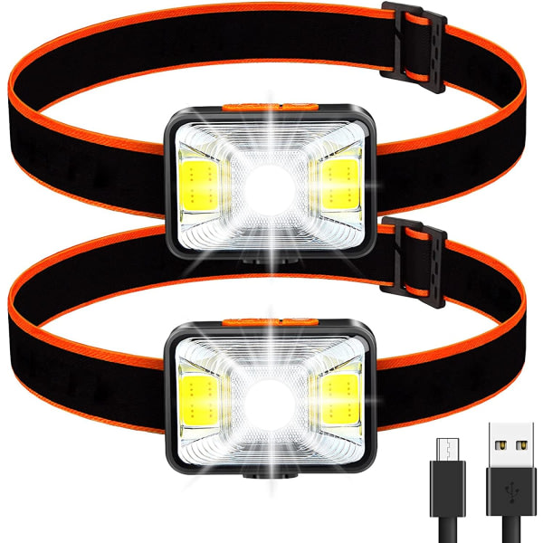 CDQ 2st LED USB Opplastingsbar Head Torch 5 Mode，Vit，Rött lys