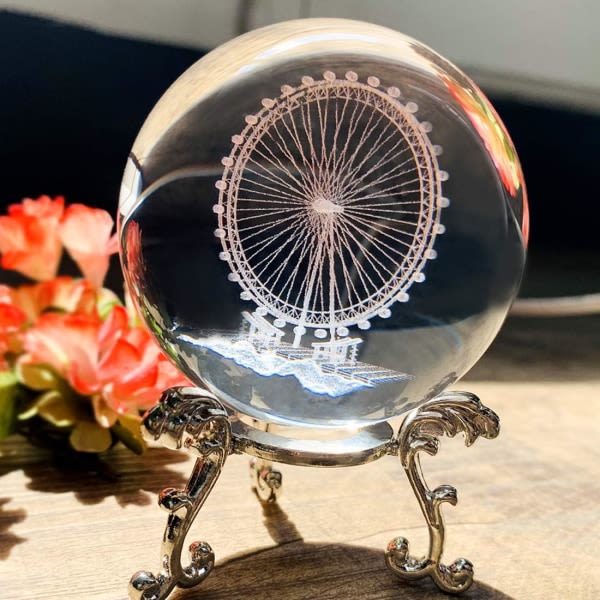 3D Carving Maskros Crystal Ball Glassfär Display pariserhjul