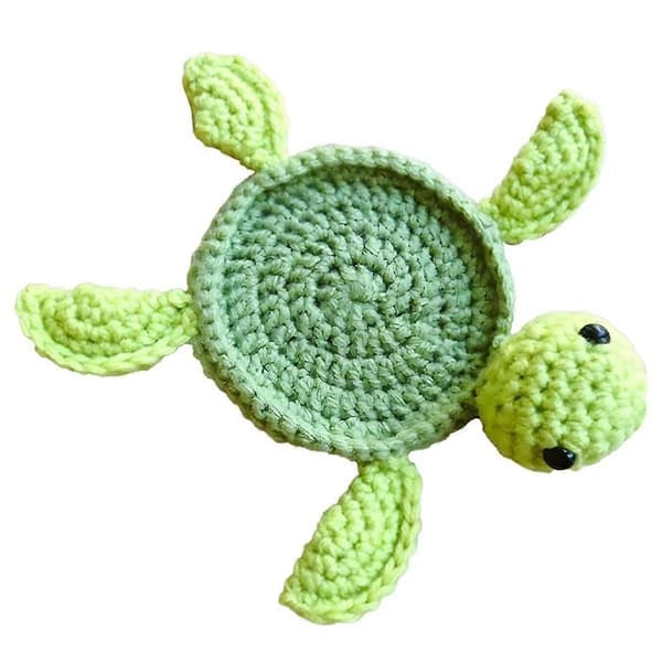 Crochet Turtle Coasters for Drinks, Funny Handmade Knitted Coasters, Cute Drink Coaster Set for Coffee, Table Decoration