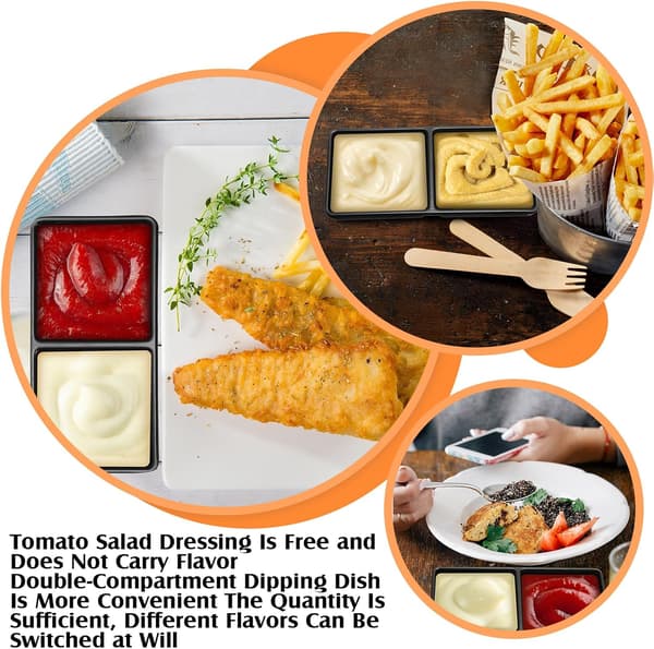 6 dobbelte sovseskåle - 2 rum - sort - sushi tapas