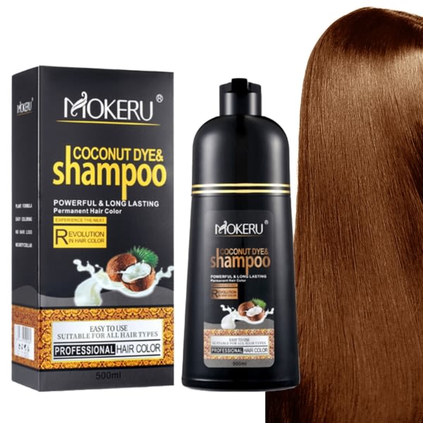 Kokossvart hårfärgshampoo för grått hår Omedelbart hårfärgshampoo Naturligt för kvinnor män Ljusbrun