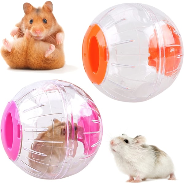 2-pack Hamsterbollar, 12 cm Hamster Hoppboll, Transparent Hamster Hopphjul Hoppboll, Rosa