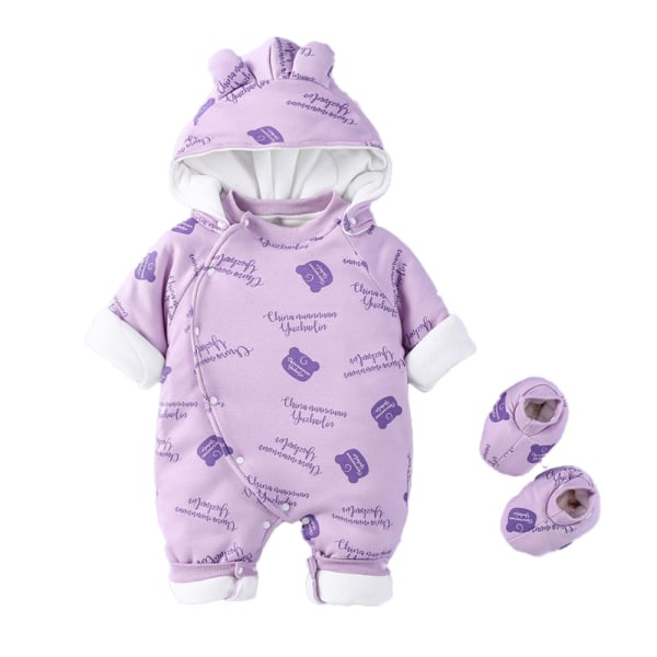 CDQ Nyföddskläder Höst- och vinterkläder i ett stycke bomull -lila
