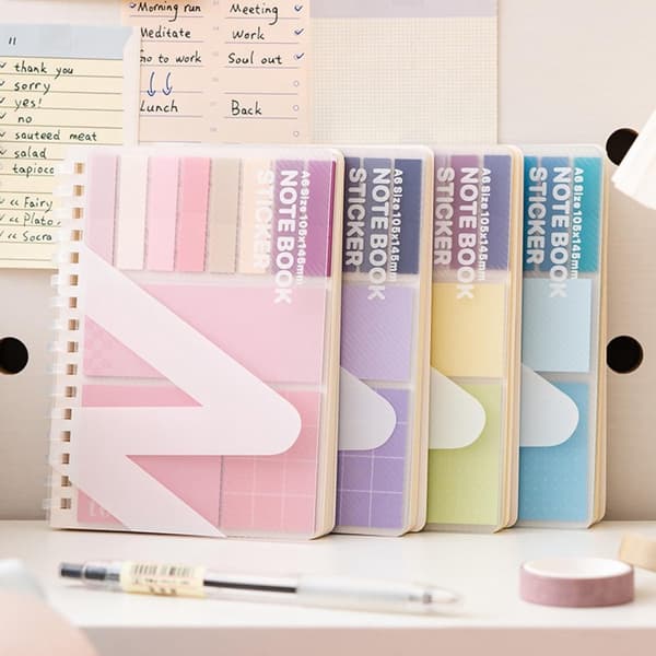 Sticky Notes Sæt - 4 stk., 60 ark pr. blok - Stærk klæber og let at fjerne ...