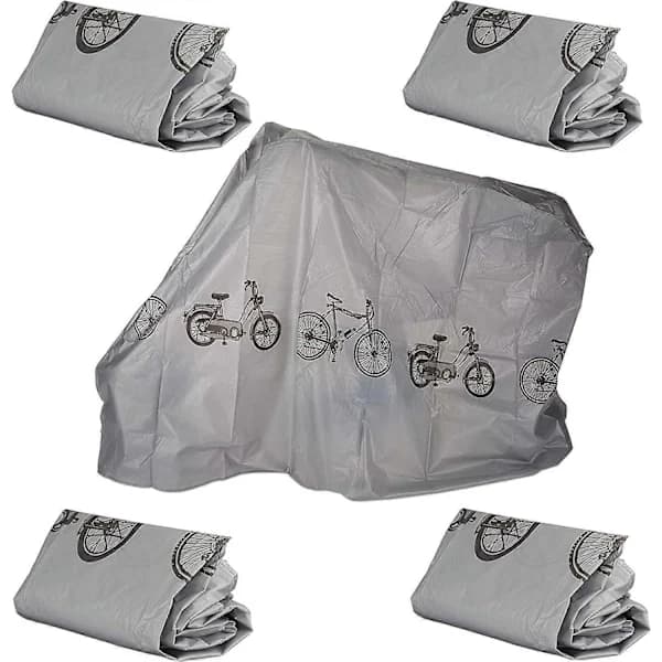 Cykelöverdrag Vattentätt Polyester Dammskydd för Utomhus Cykelförvaring Grå 100 x 210 cm