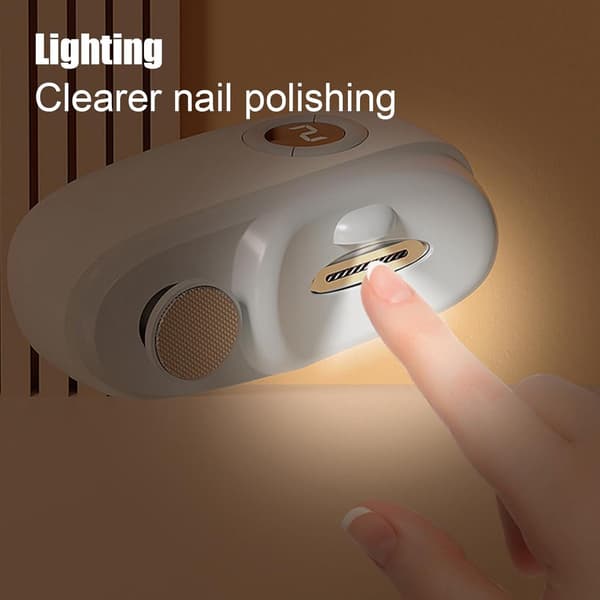 Elektrisk negleklipper, USB oppladbar 3-hastighets trimmer med LED og negleoppsamler, for eldre, barn, reise, grå
