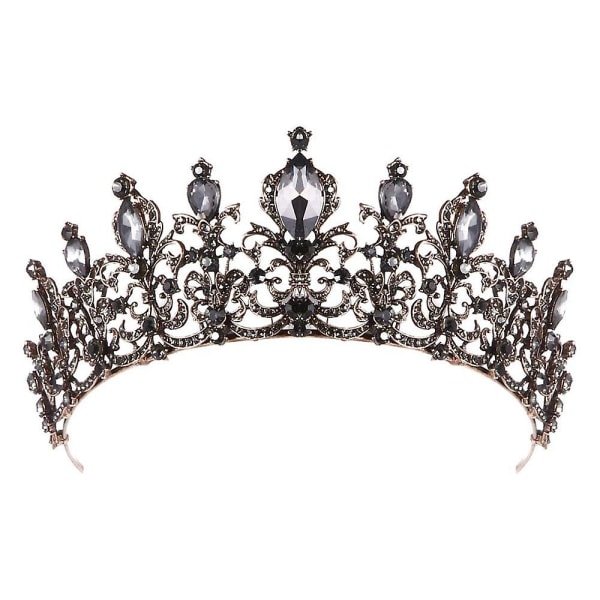 Svart krona dam gotisk krona Huvudbonader Halloween dekorasjon födelsedag retro strass svart barock drottning krona bröllop brud krona