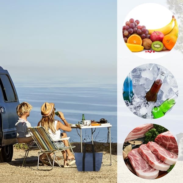 Sammenleggbar kjølebag - 15L - Multifunksjonell isolert PEVA - Handlepose - Isolasjonsveske - for grilling, ...