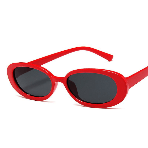 CDQ Retro ovala solglasögon Europeiska glasögon med liten ram (röd) väri 7