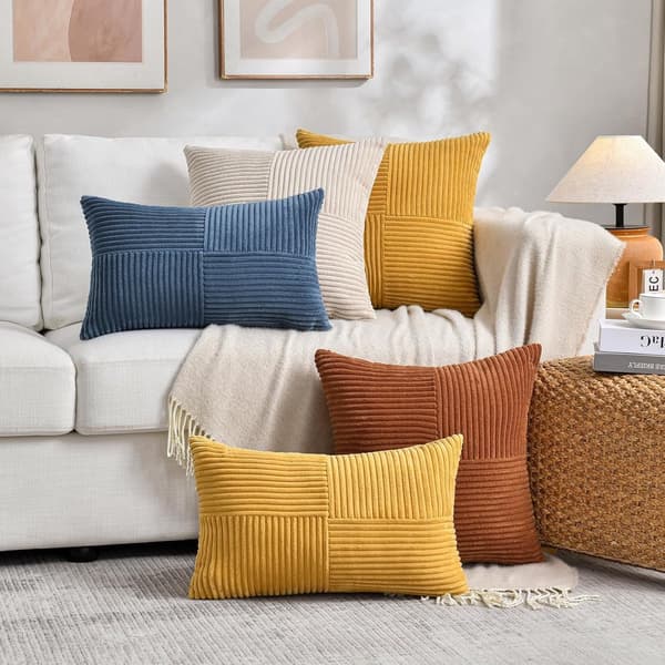 2 Pieces - Pillowcases - Cushion Covers - 45x45 cm, for Sofas, Beds and Divans - Rustic Autumn Decoration - Soft Corduroy Texture