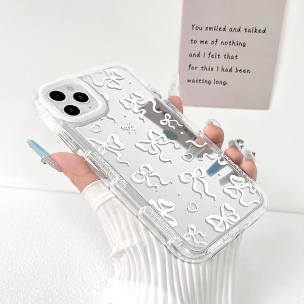 Compatible with iPhone 11 Pro Max Case Cute Mirror Bowknot Love Heart Pattern for Girls Ribbon Design Shockproof Protective Phone iPhone 11 Pro Max
