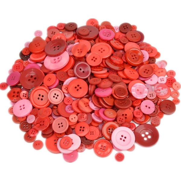 CDQ 600 dele Hartknapper 2-hul 4-hul Sy Dekorativ knapper Pärlor Flatback (rød) Rød