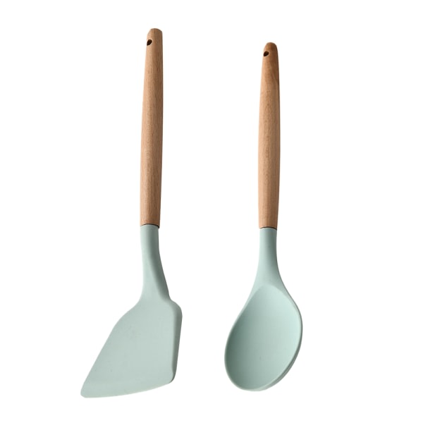 CDQ 2 kpl BPA-vapaa Non-stick Silikon Keittiöväline Set Spatula + Migeng (vesi vihreä)