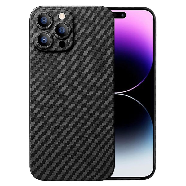 X-level Nano Kevlar Series Magnetic Case För Iphone 14 Pro, Carbon Fiber Texture Aramid Fiber anti-scratch Slim Phone Cover Black