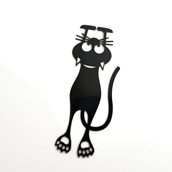 5 magnetiske bogmærker, nysgerrig kat i sort farve, originalt bogmærke