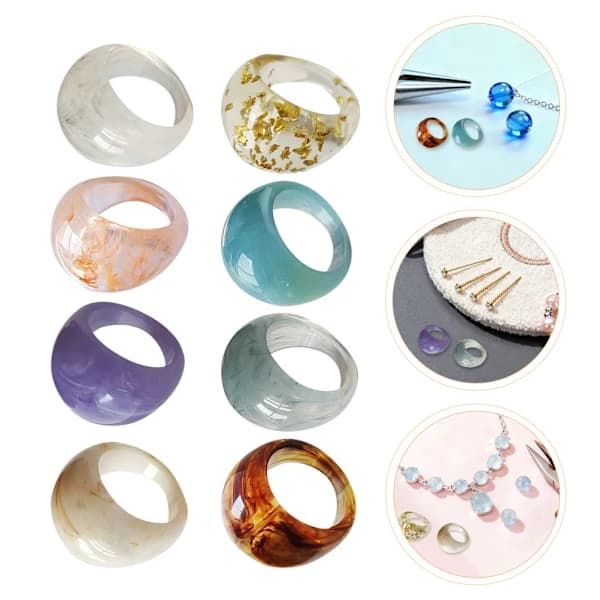 8 st Akryl Pekfinger Ringar för Kvinnor Chunky Statement Resin Knogar 4x 4x