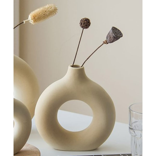Keramisk vas beige Modern dekorativ konstvas Vas i rund form
