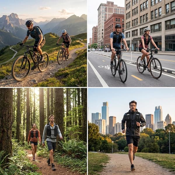Løbevest, åndbar polyesternet, reflekterende striber, justerbar pasform, unisex til løb, cykling, vandreture og maraton, sort