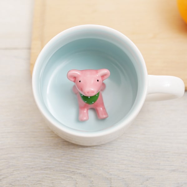 Lemon Park Surprise 3D kaffemugg Djur inuti 12 oz med ko, handgjord keramikkopp, jul, födelsedagsoverraskning för venner Familie (12 oz)