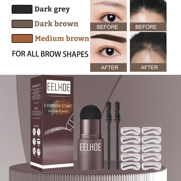 EELHOE form vattenfast makeup hårfäste puder Medium brown boxed 1st