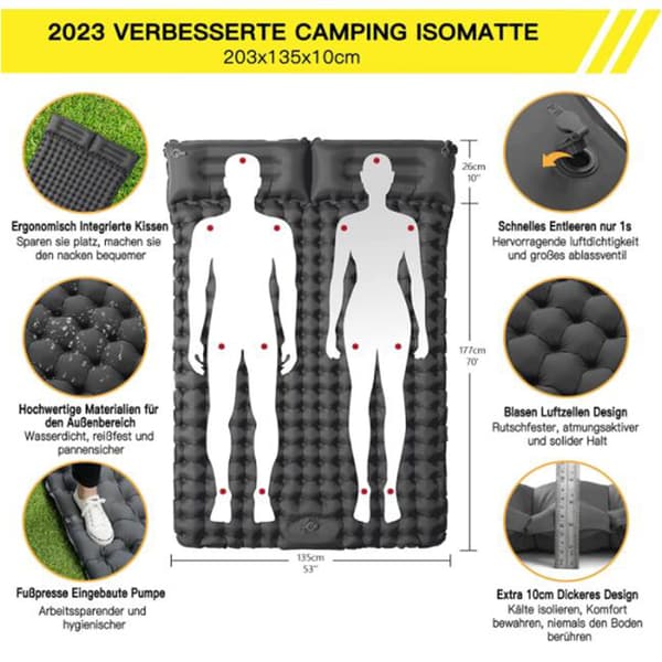 Breathable Comfortable Inflatable Sleeping Pad, Rapid Deflation Feature and Ultralight Compact Portable Sleeping Mat for Hiking and Traveling