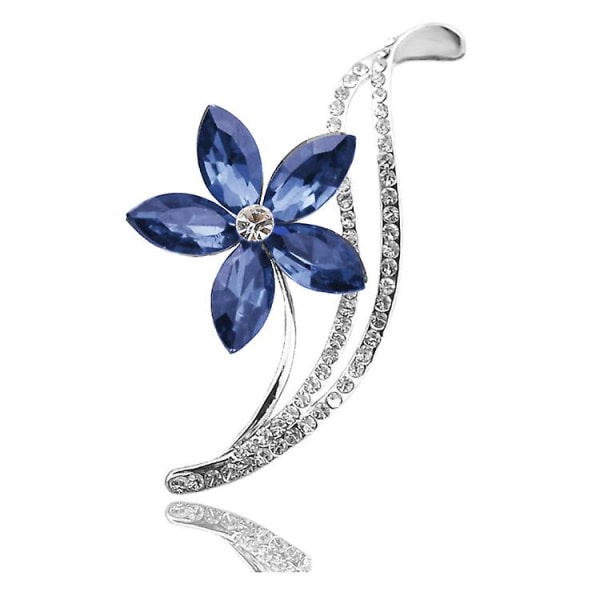 CDQ Kristallblomma og diamantbrosch for kvinner med blomnålsnålsbrosch (kungsblå)
