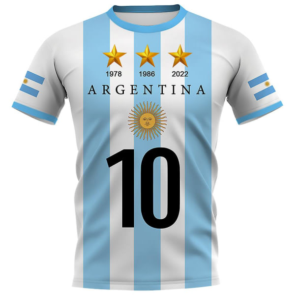 Sommar Argentina Fotbollströja T-skjorte Herr Mode Casual Printed Rundhals Kortärmad Sport T-skjorter Minnesak Sportplagg Asiatisk størrelse S CY-123051 zdq