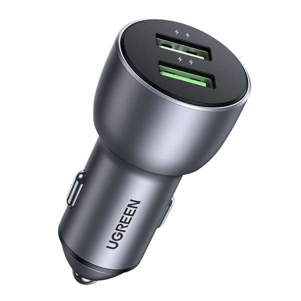 Ugreen Hurtiglader bil 2x USB 36W Quick Charge SCP FCP AFC grå 0.047