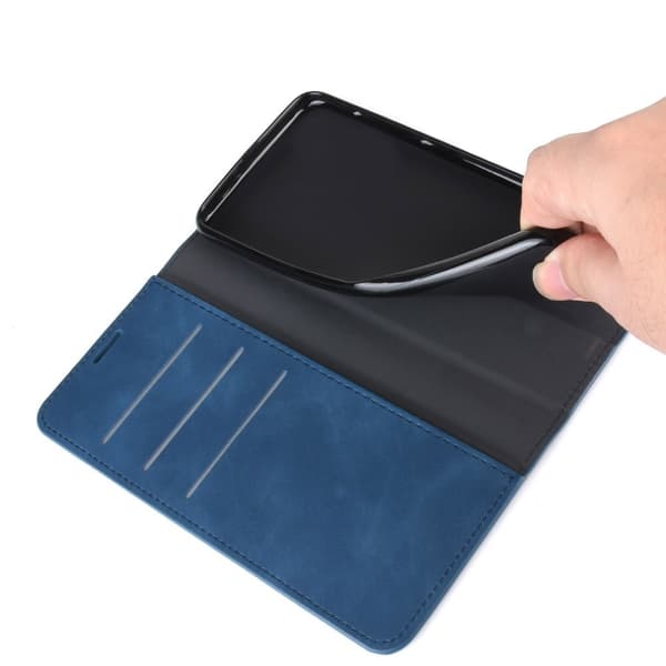 Kompatibel med iPhone XR - Silkeslent Läderfodral - Blå Blue Blå