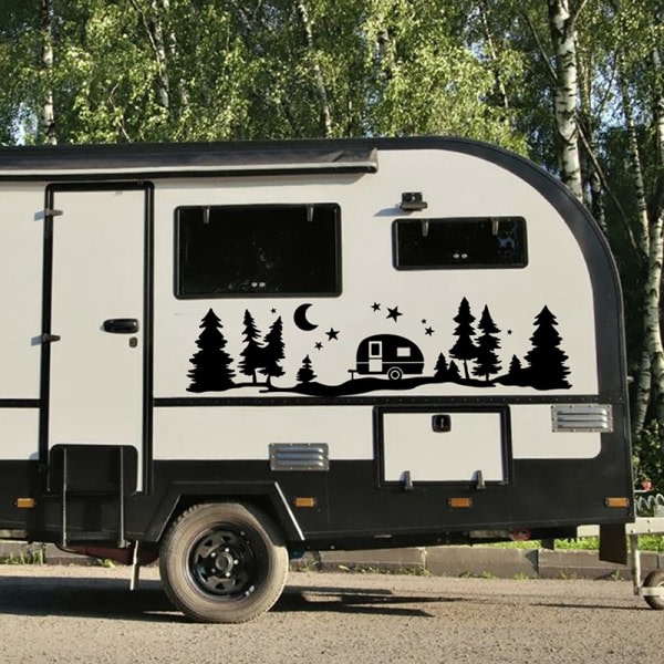 Trees Forest Vinyl Body Decal Sticker f?r SUV RV Van Caravan Of Black One Size