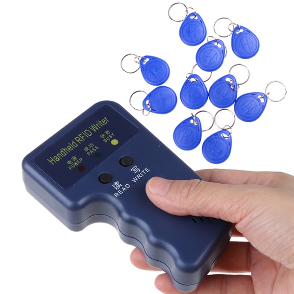125KHz handh?llen RFID-ivare/kopiator/l?sare/duplikator med 1 Blue Duplicator +10PCS ID Tags