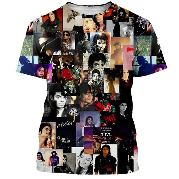 Michael Jackson T-paita Miehet Naiset Muoti Casual 3d-tulostettu T-paita Harajuku Tyyli Ylisuurinen T-paita Hip Hop Streetwear Toppar 3 M