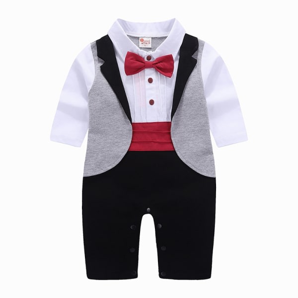 Brittisk gentleman barnkläder baby vår och höst jumpsuit rød butterfly 70/3-6 måneder 0,15 kg