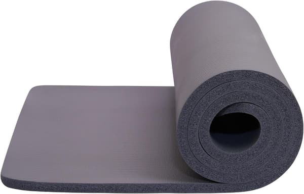 Yogamatta | Multifunktionell extra tjock skumträningsmatta | Stretching, styrketräning och terapi – Pilates, gymutrustning Grey