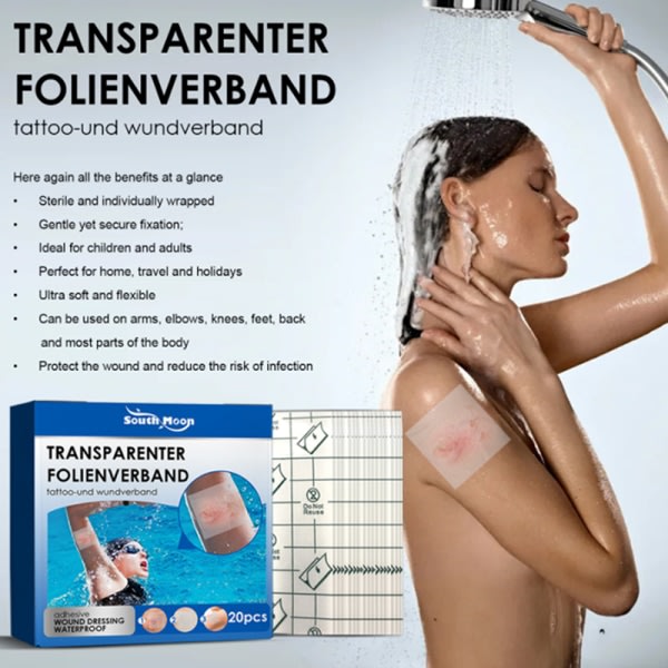 CDQ 20 stykker Transparent Stretch Adhesive Vattentätt bandage