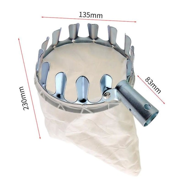 Fruktplockare Äppelplockare Körsbärsplockare Fruktskördare Huvud Metall Fruktskördarkorg med bärväska Trädgårdsplockningsverktyg (1:a, Silvervit) zdq