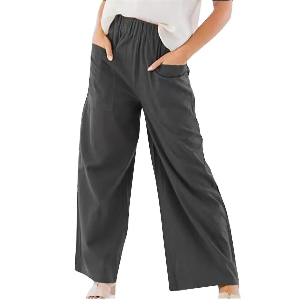 Dammode Casual Lösa Breda Ben Byxor Byxor Byxor Gray S zdq