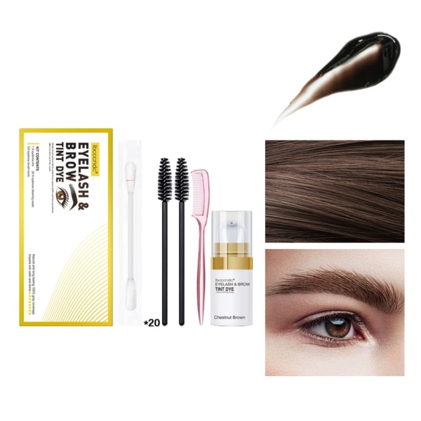 Lash & Brow Color Kit, Professionell semi-permanent 2-IN-1 Ögonfrans & ögonbrynsfärg Kit Långvarig för salong och hemmabruk Brun