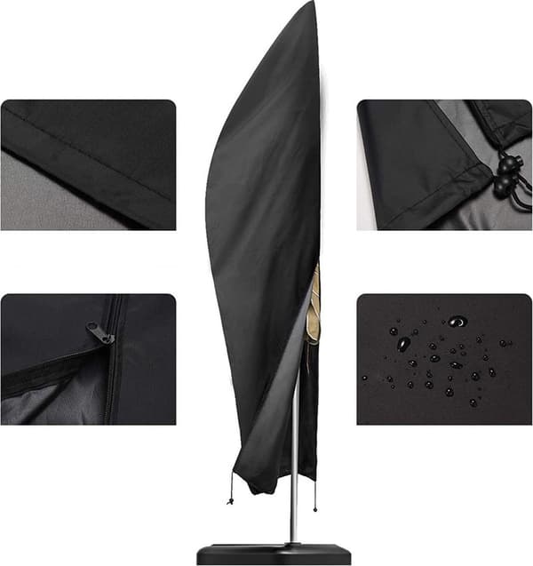 Parasol Protective Cover, Waterproof Offset Parasol Cover, Dust/UV-Proof with Telescopic Pole