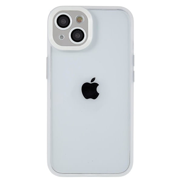För Iphone 13 6,1 tums blank yta Exakt utskärning Tpu+pc Case Metallknappar Telefonskal med glaslinsfilm - genomskinlig null none