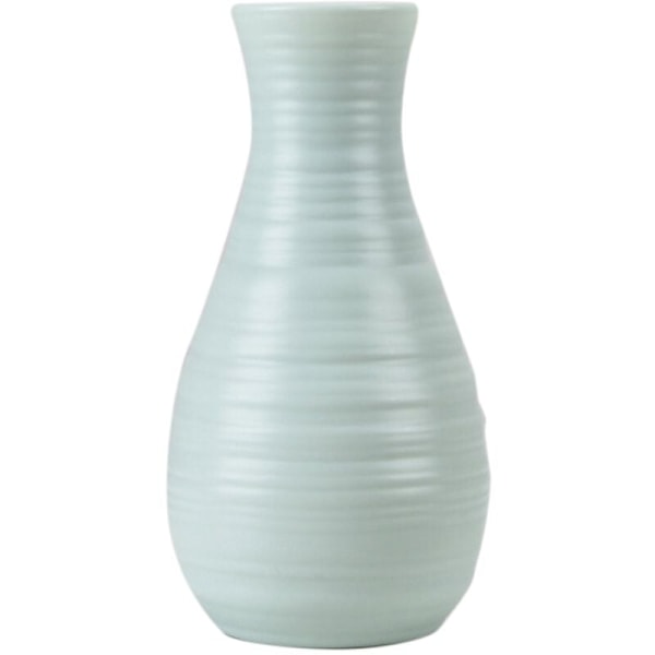 Höftplastvas 20 cm x 10,5 cm Imitation Keramisk Blomvas och Plastblomvas för Heminredning, Blå